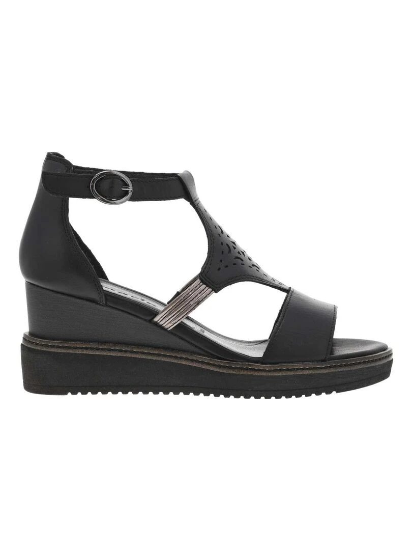 TAMARIS Nu pieds cuir talon compensé haut Noir