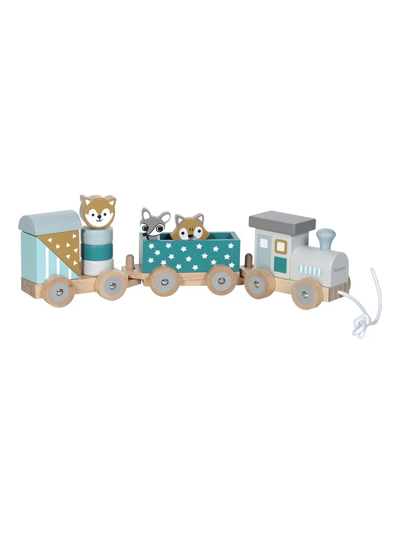 Petit train les animaux du zoo en bois étoiles Multicolore