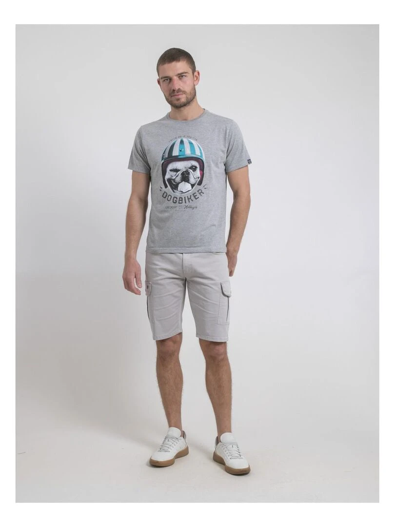 T shirt col rond pur coton NAMATOU   Gris