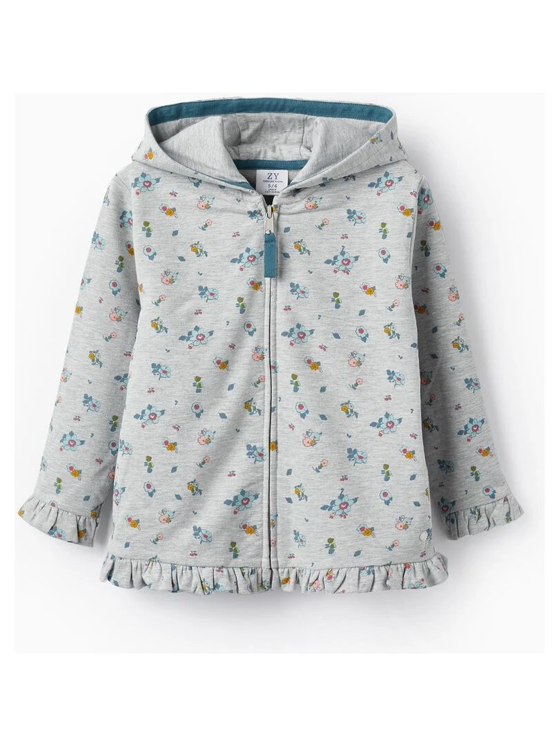 Veste à Capuche pour Fille 'Flowers' ROYALS OFF DUTY Gris clair
