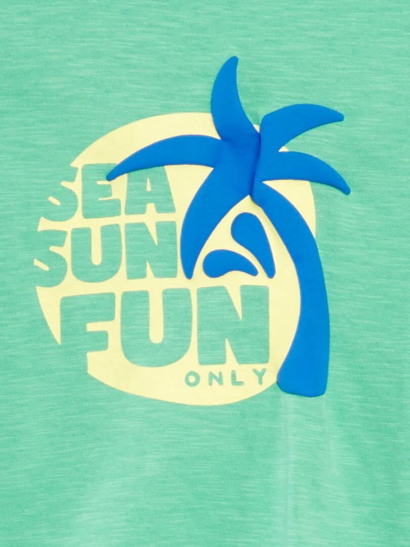 Tee shirt moulinée imprimé Vert