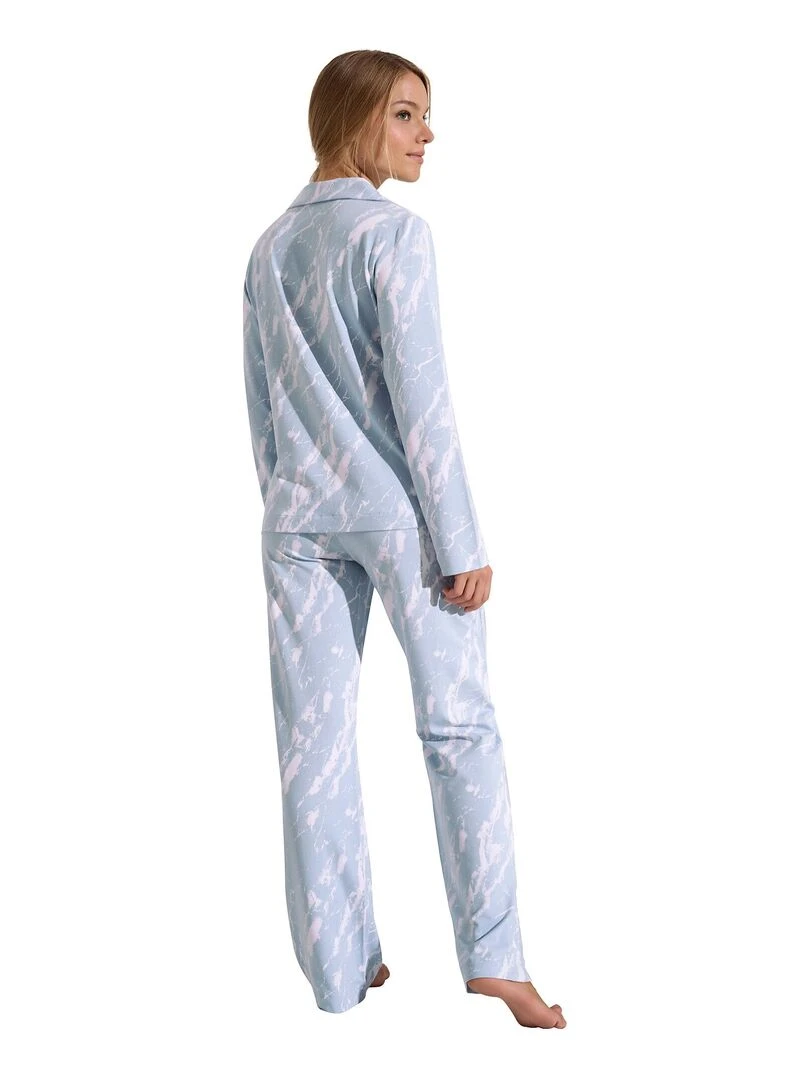 Pyjama pantalon chemise manches longues Naomi Bleu ciel