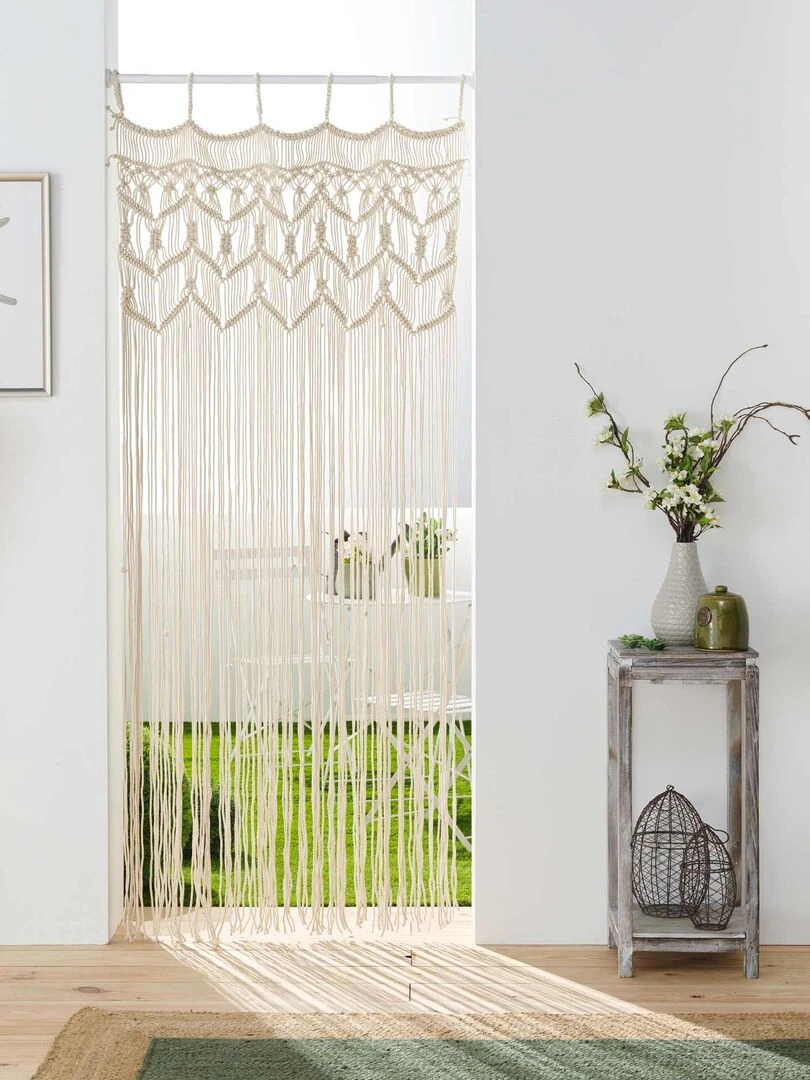 Rideau de fils a passants Macramea   Kaki