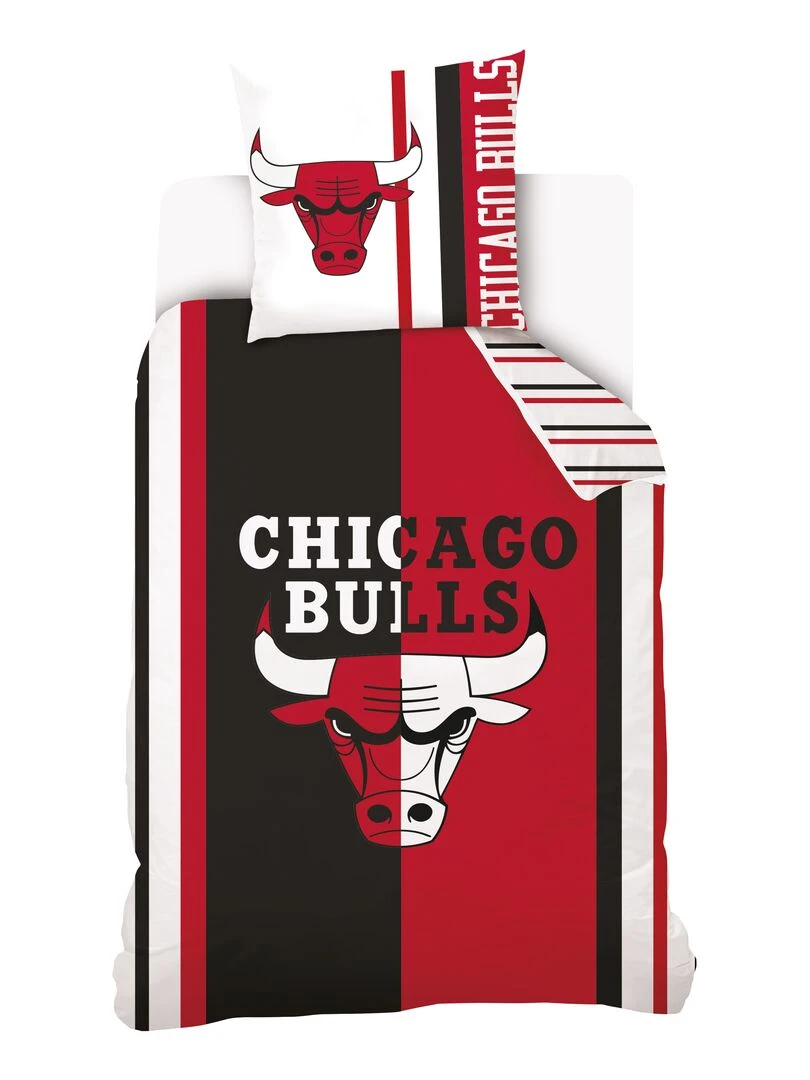 Housse De Couette Basket Ball NBA Chicago Bulls et Taies D'oreiller 100% Coton Rouge