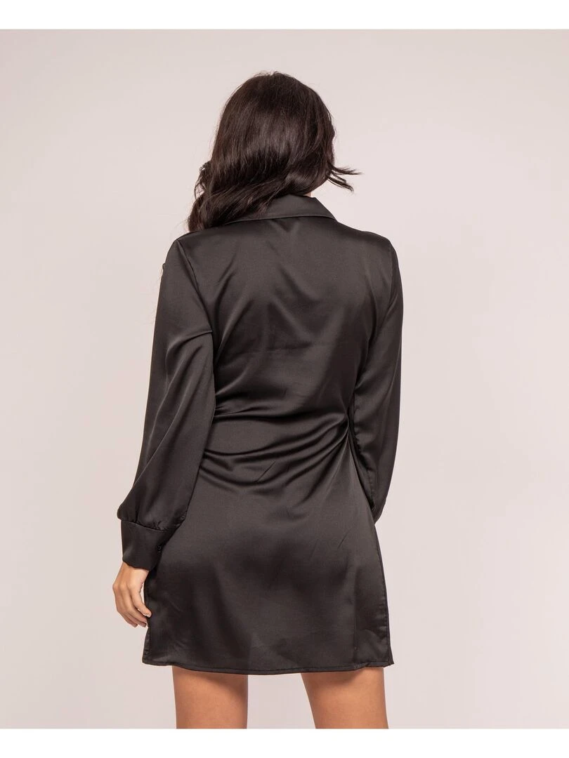 Robe courte portefeuille satin ISSOP Noir