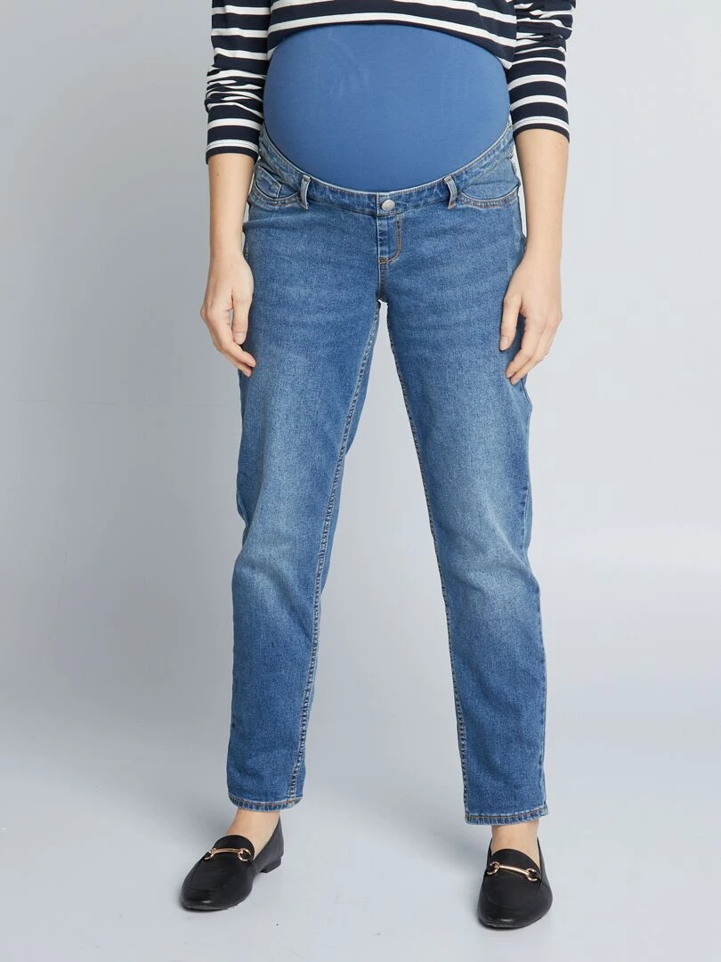 Jean mom grossesse avec abrasions   Bleu