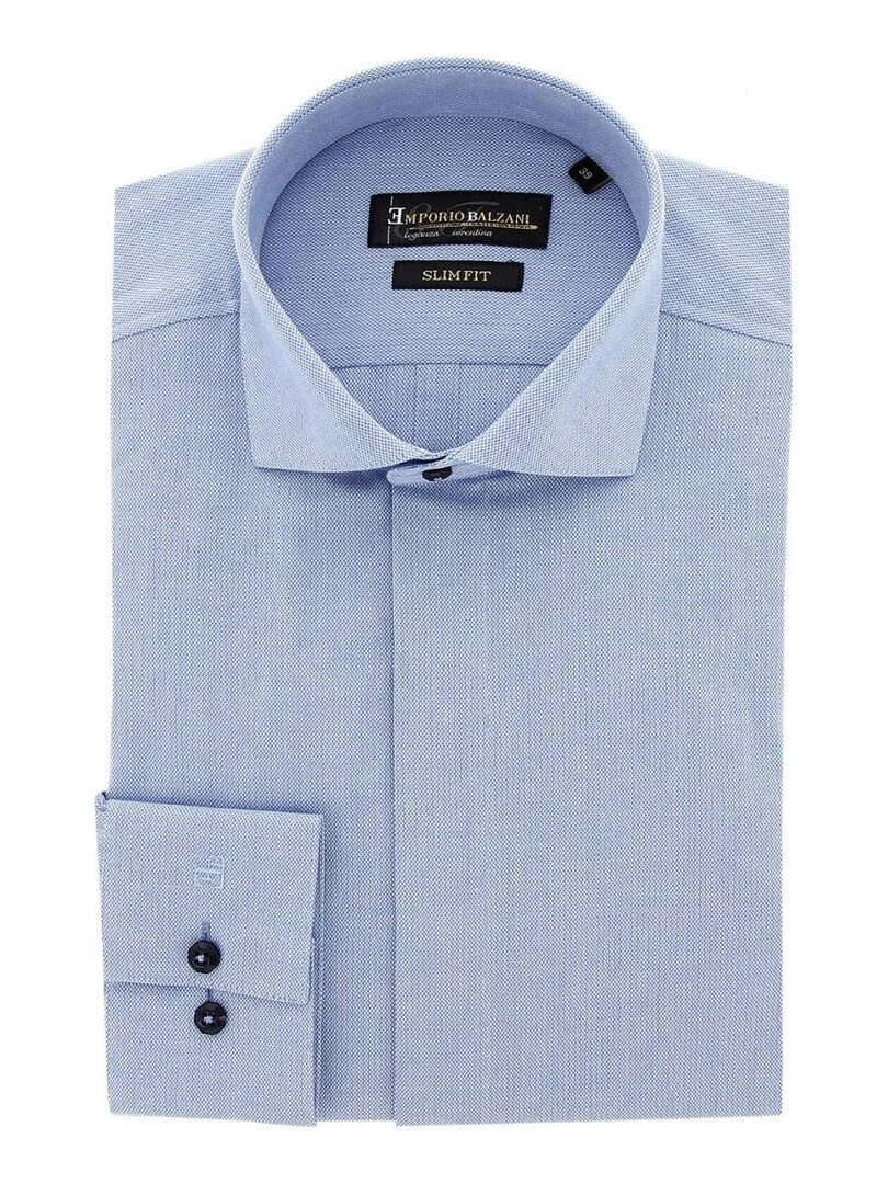 Chemise business oxford gorge cachée LUIGI Bleu