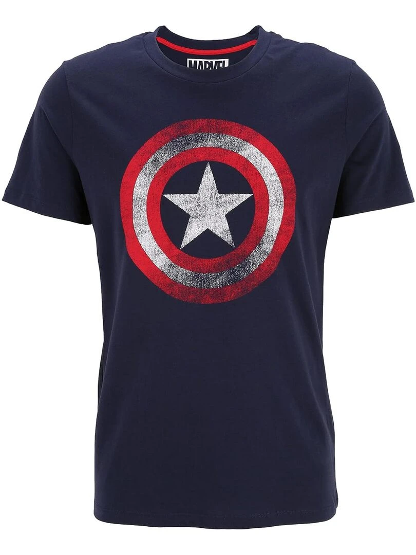 T shirt adulte Captain America bouclier Marvel 100% Coton Bleu marine M Bleu marine