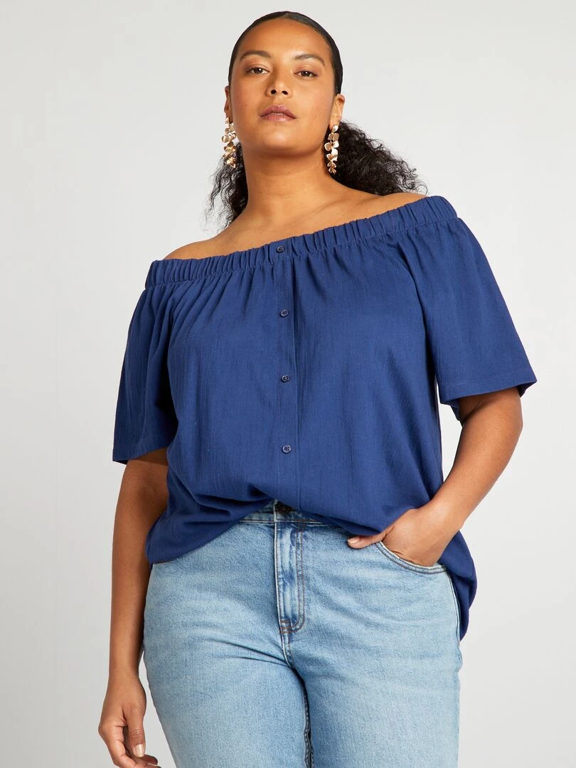 Tee shirt col bardot Bleu marine