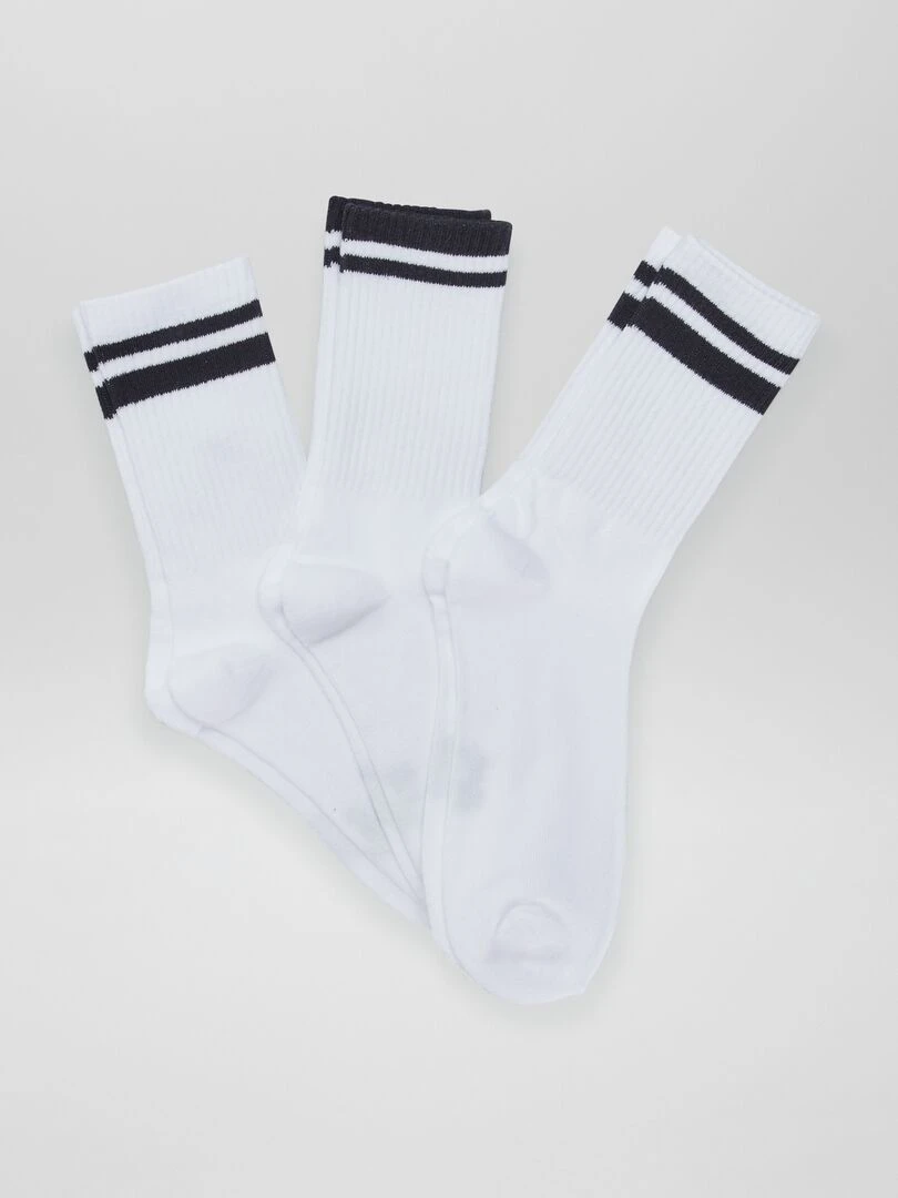 Lot de 3 paires de chaussettes côtelées Blanc