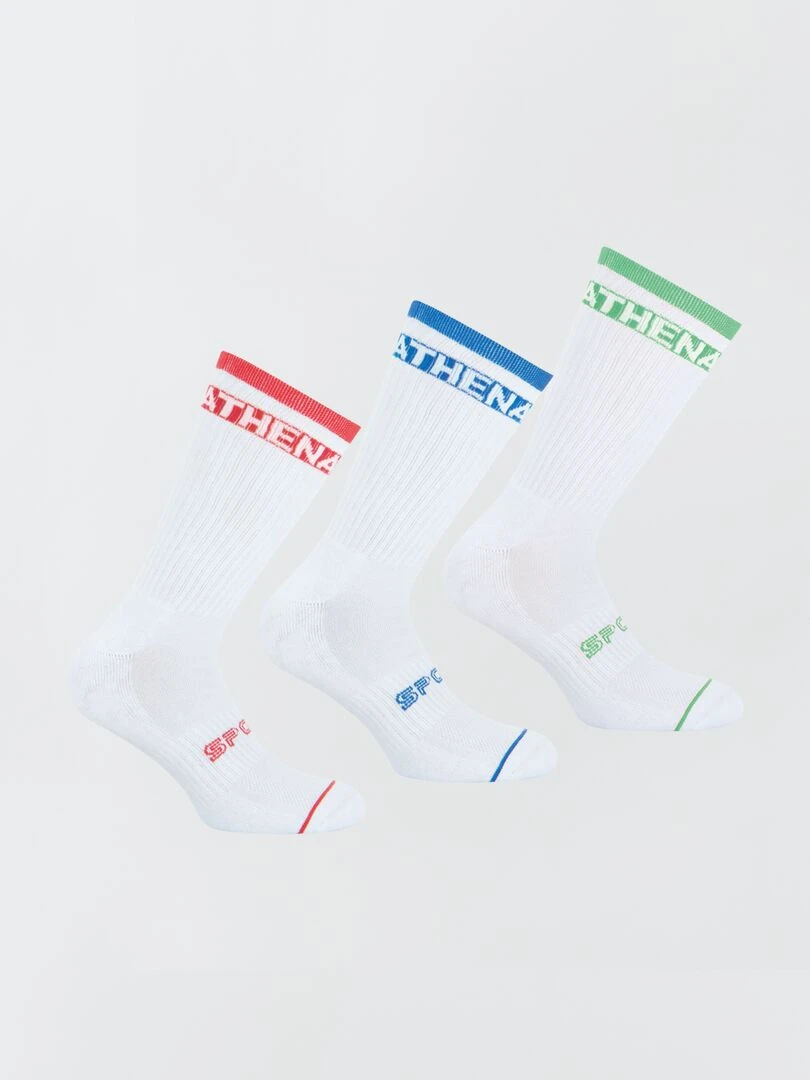 Lot de 3 paires de chaussettes mi hautes 'Athena' Blanc