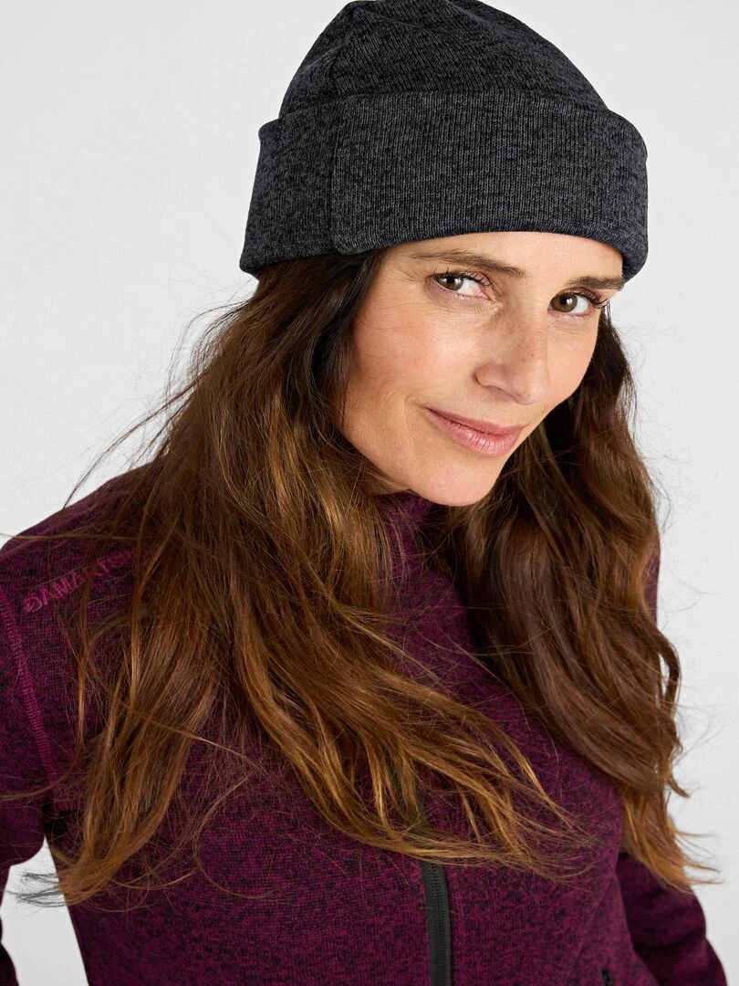 Bonnet maille polaire chaude mixte Thermolactyl DamartSport Noir
