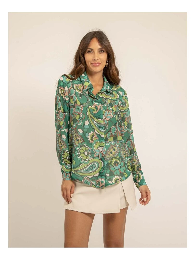 Chemise voile motifs ONICHI Vert