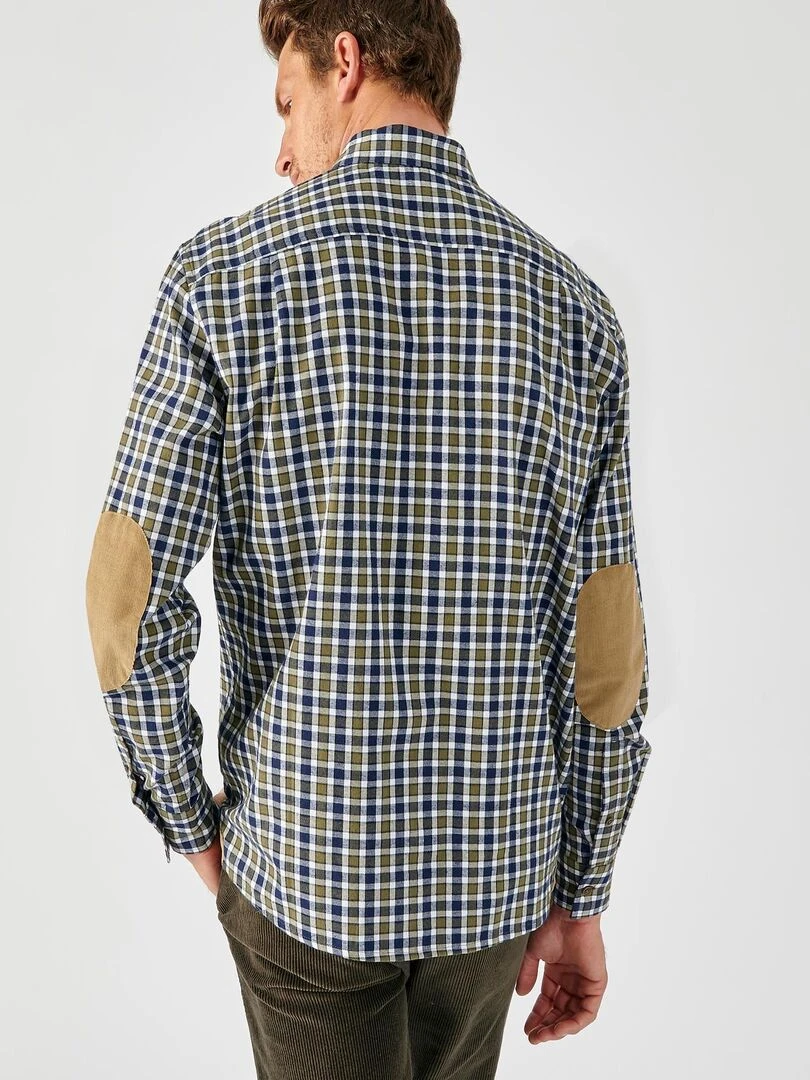 Chemise carreaux grattée pur coton doux   Damart   Kaki