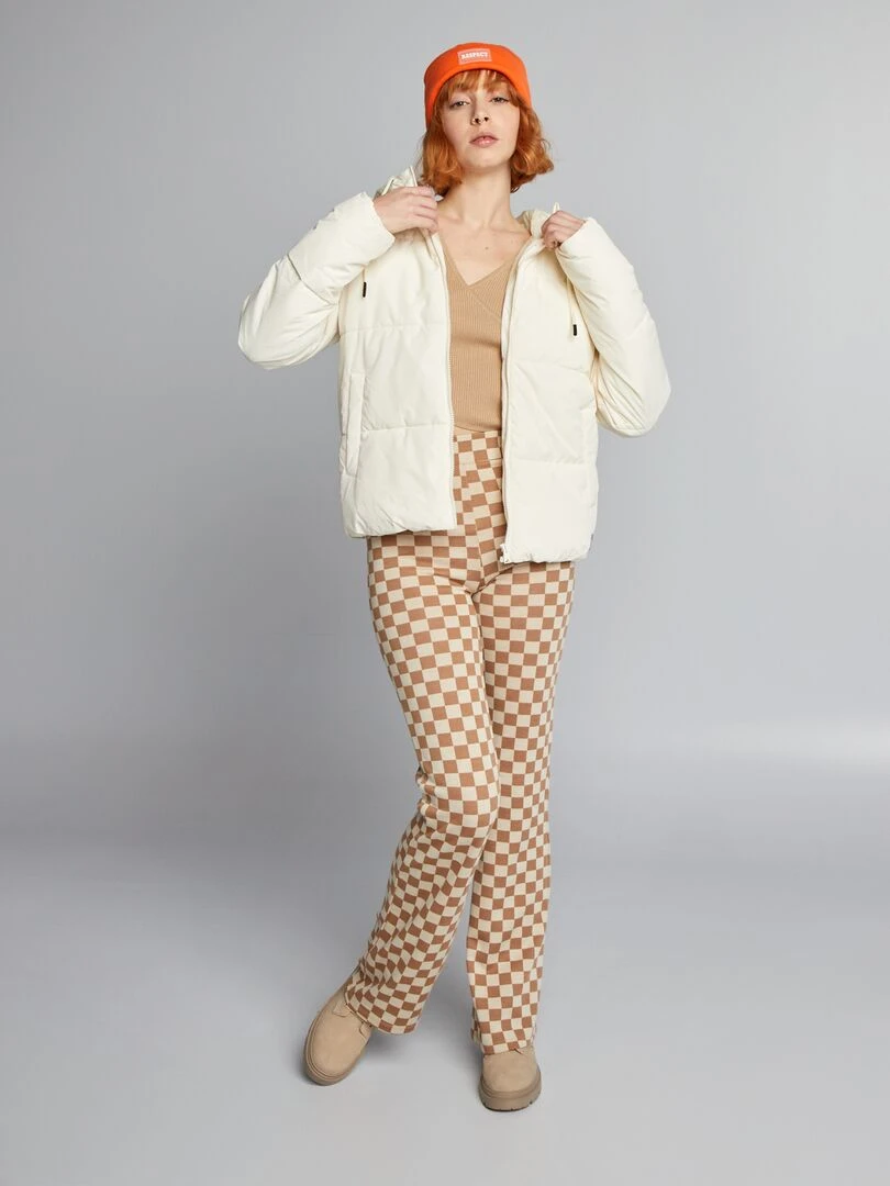 Pull côtelé avec ouverture cache cœur Beige