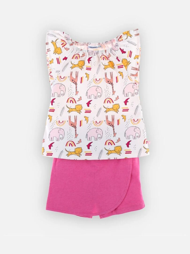 Pyjama 2 pièces court à imprimés en jersey    Noukie's   Rose