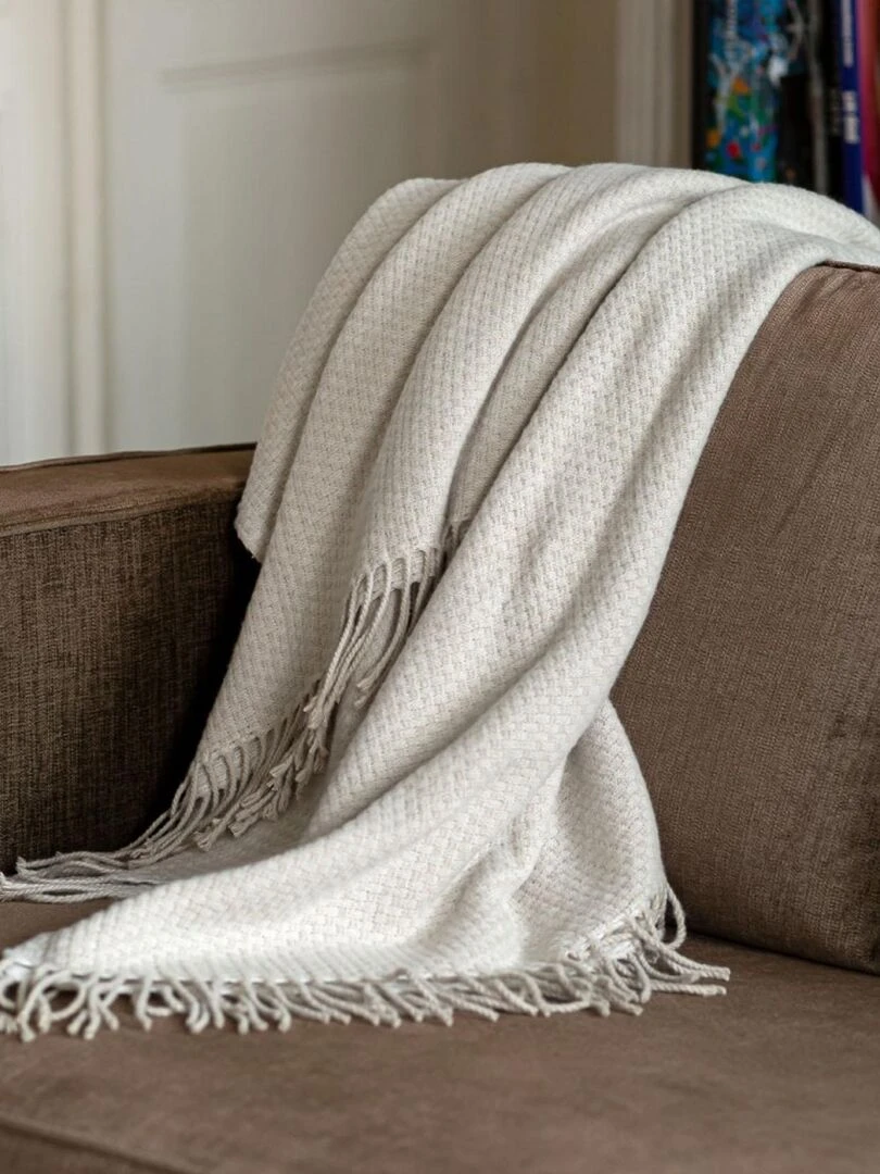 Plaid en mélange de matière Beige coquille
