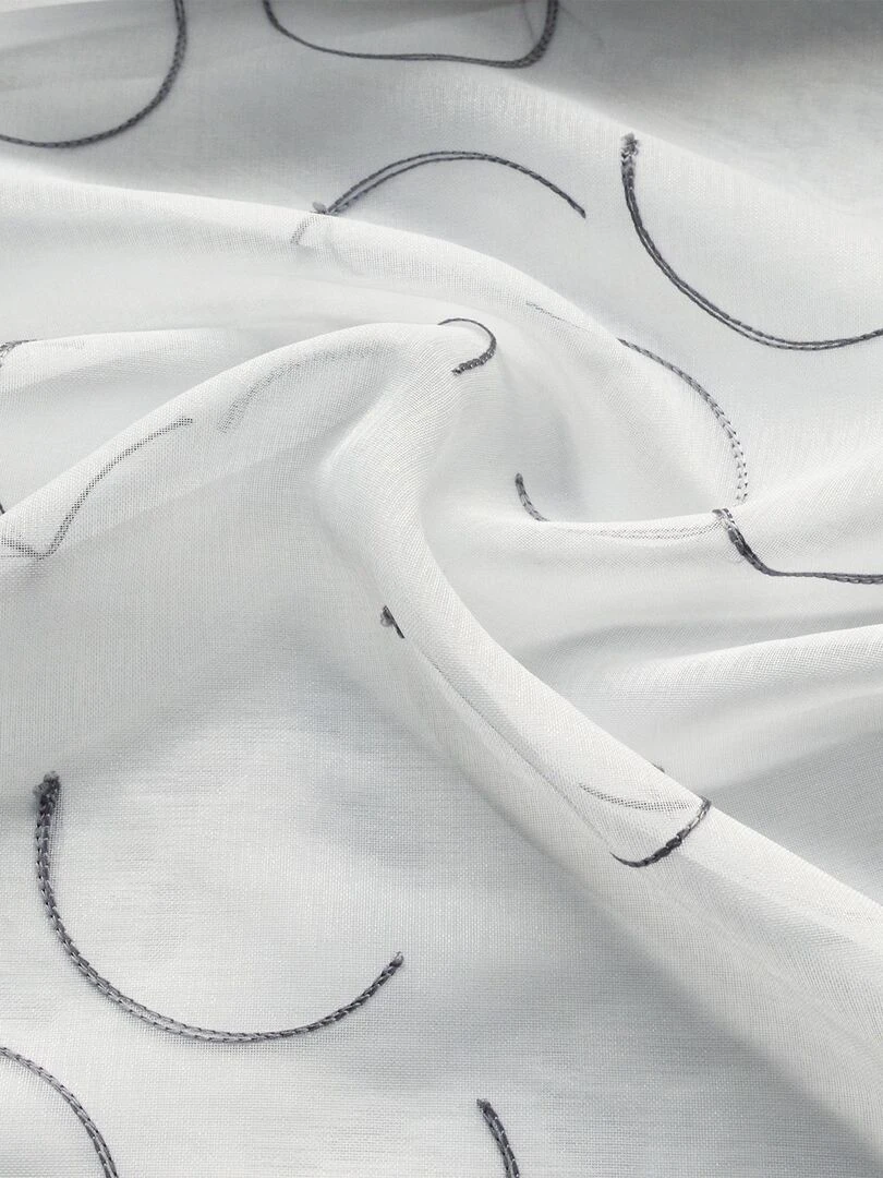 Voilage tamisant en étamine brodée   Gris