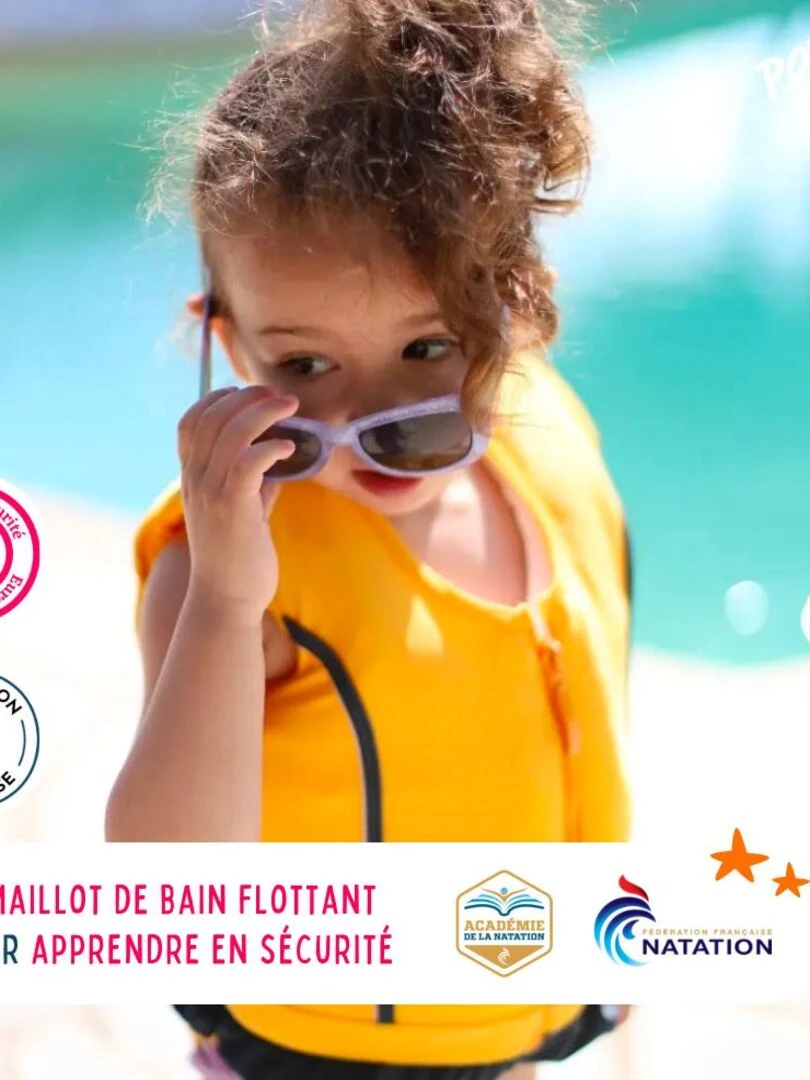 Maillot de Bain Sportif Enfant avec Flotteurs Accessoire de Natation Fille Jaune