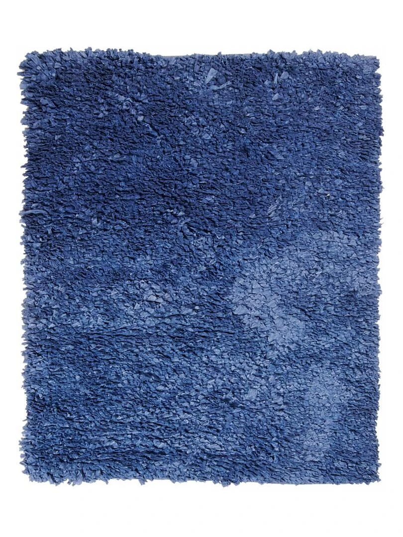 Tapis enfant Fait main CARMENA Bleu 120x160 Lavable 30° en coton Bleu