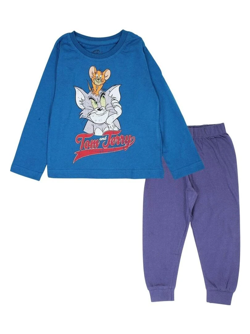 Tom et Jerry Pyjama garçon imprimé Tom et Jerry en coton Bleu marine