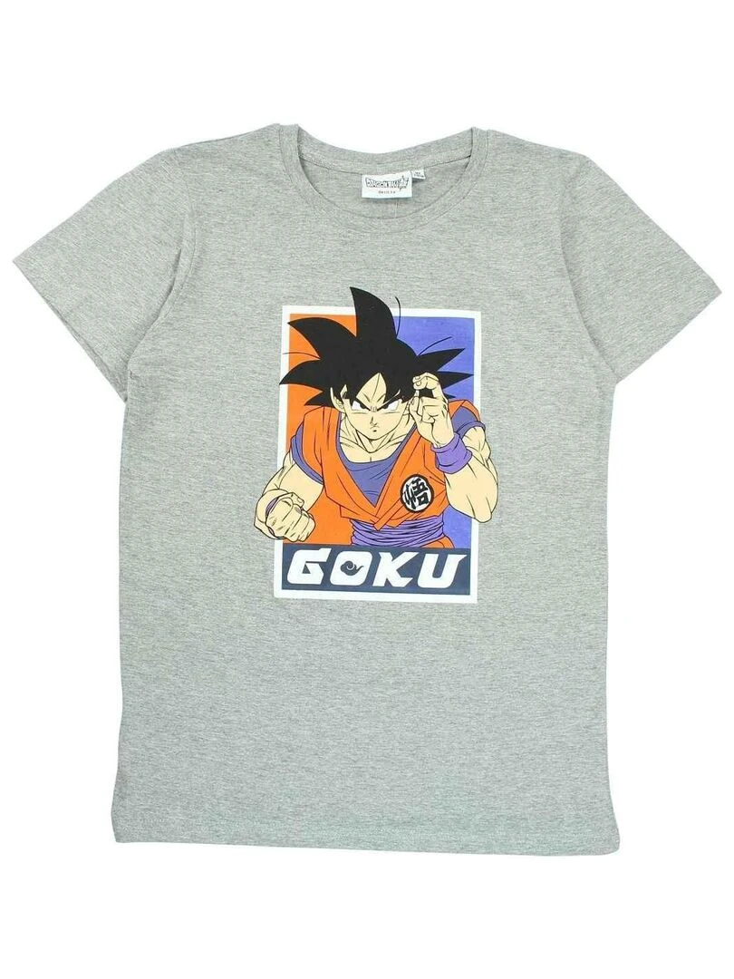 Dragon Ball Z T shirt garçon imprimé Dragon Ball en coton Gris