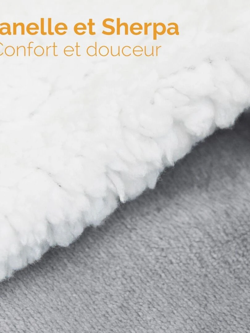 Couverture  plaid polaire en flanelle et sherpa ultra doux   Vivezen   Gris