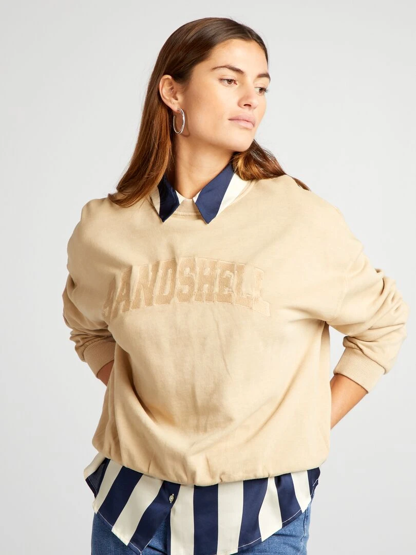 Sweat en molleton effet délavé Beige