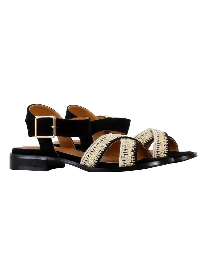 Sandales Plates à Bride The Divine Factory   Noir