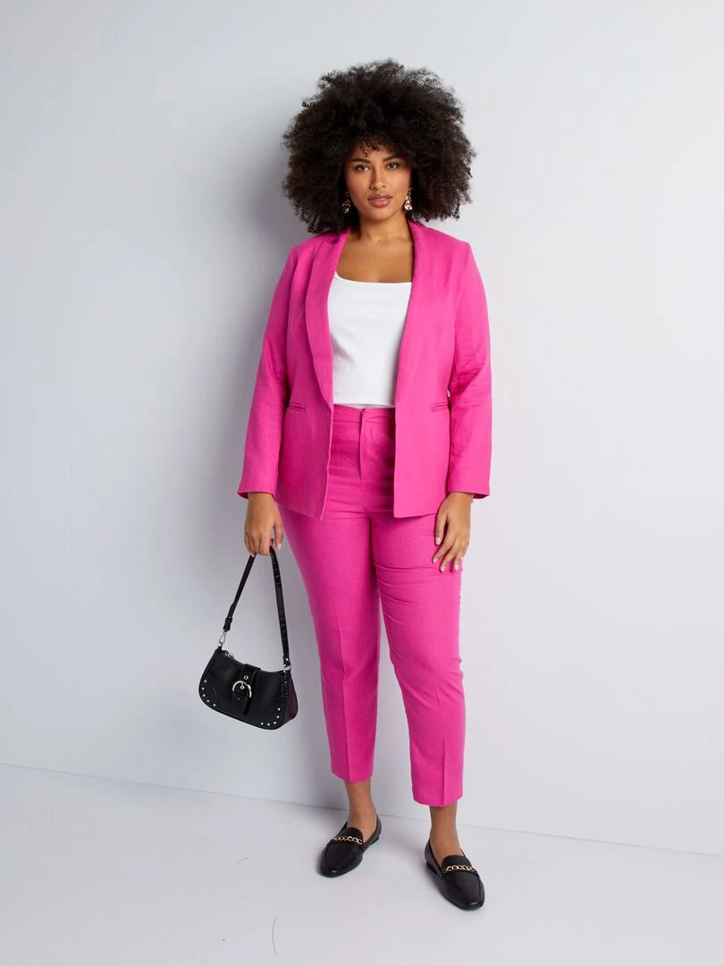 Veste de tailleur à col droit avec lin Rose
