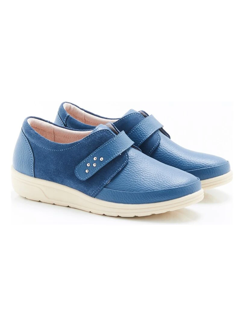 Derbies bi matières à scratch Damart Bleu gris