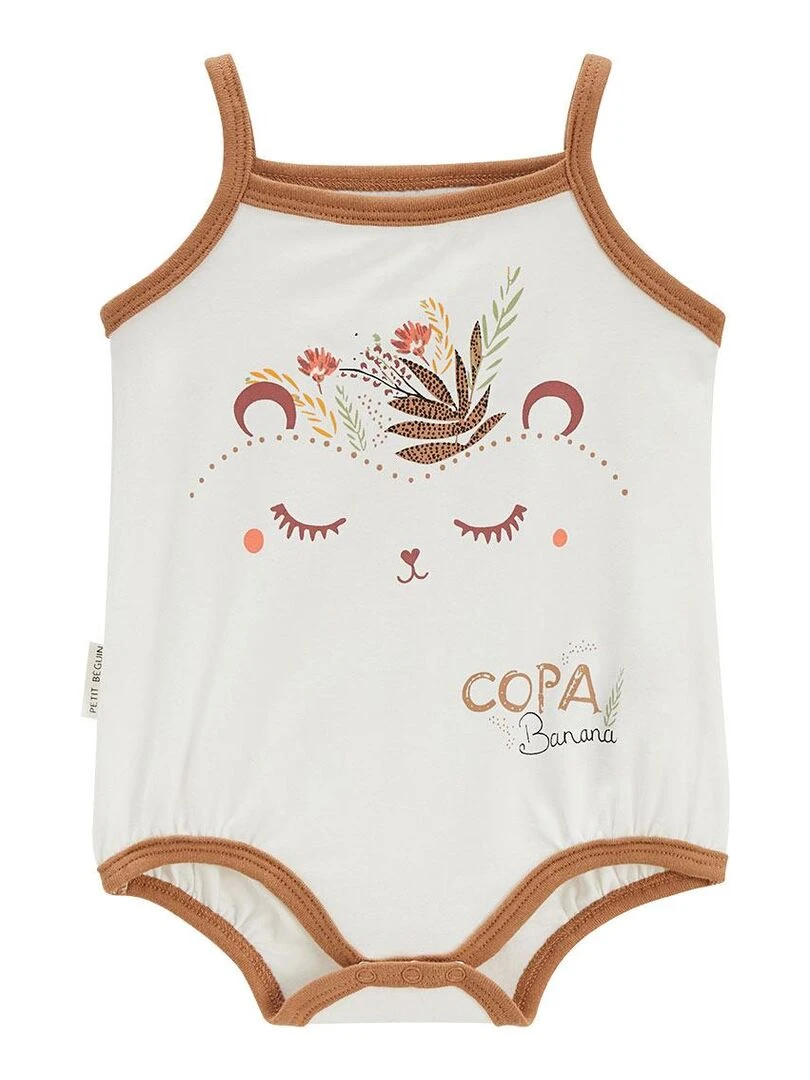 Lot de 2 bodies bébé à bretelles Copa Banana Ecru