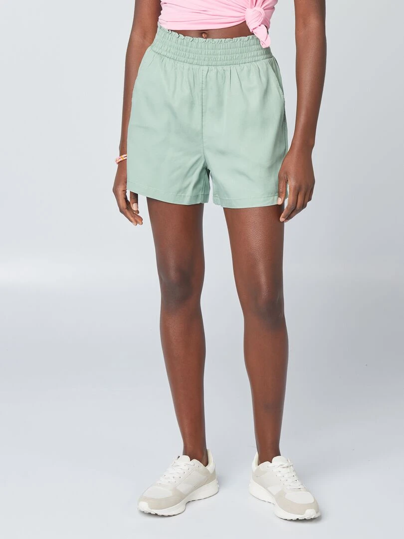 Short fluide à taille élastiquée   Vert