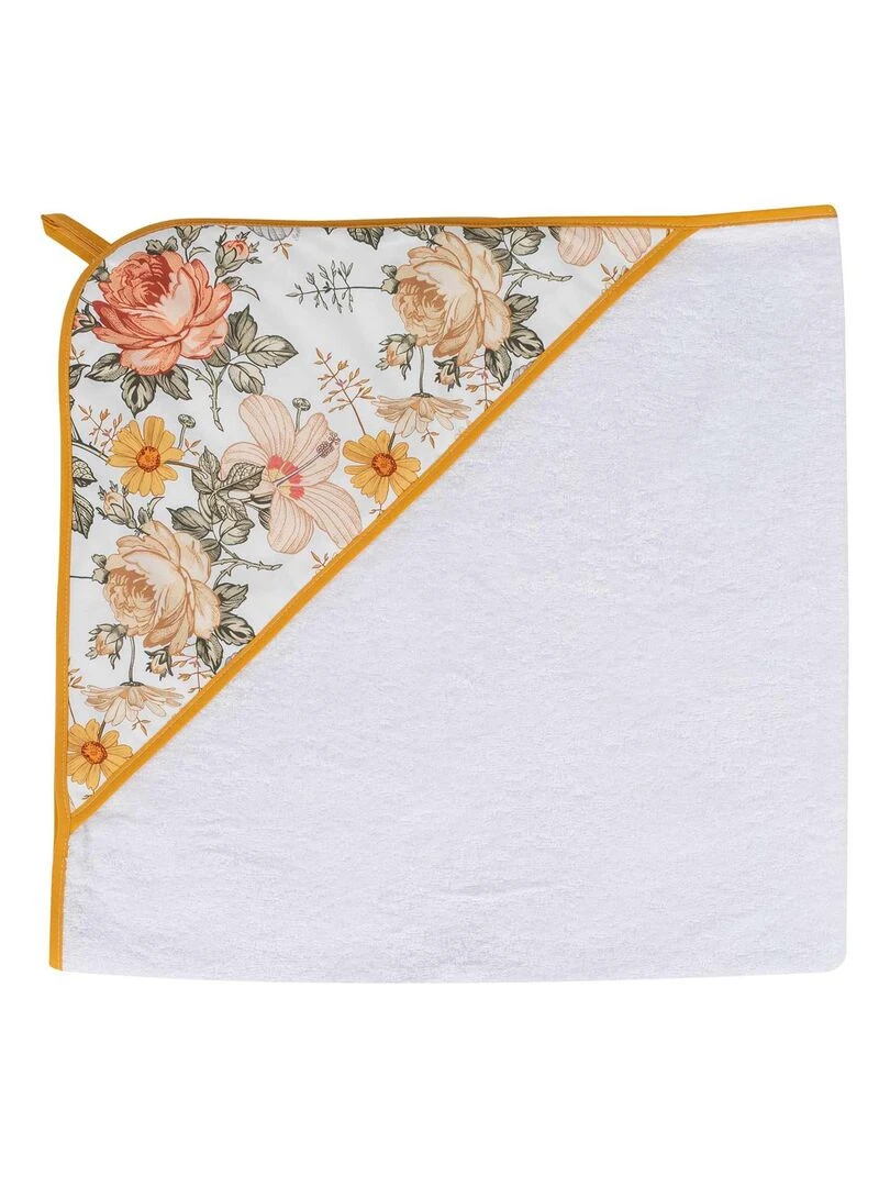Grande cape de bain en coton et bambou Néo Vintage Blanc