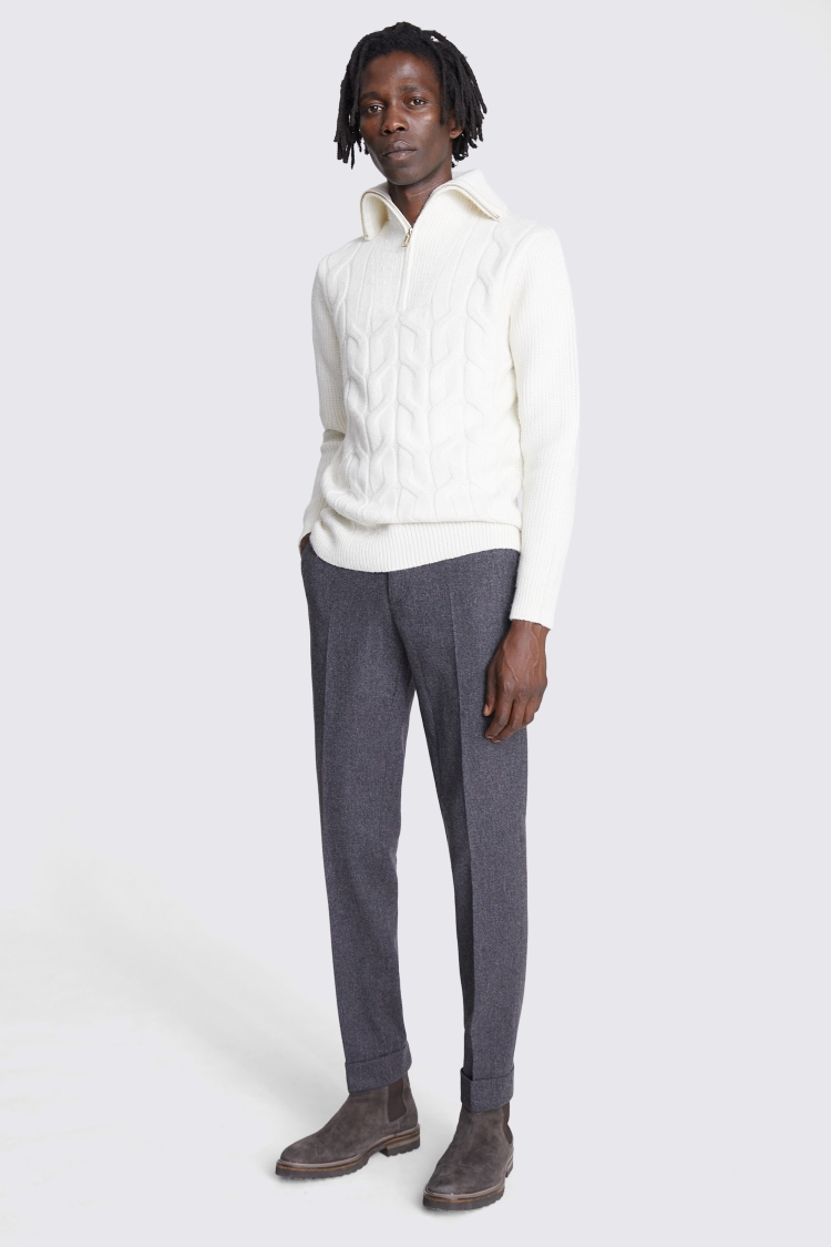 Ecru Chunky Cable Roll-Neck Jumper   Buy Online at Moss