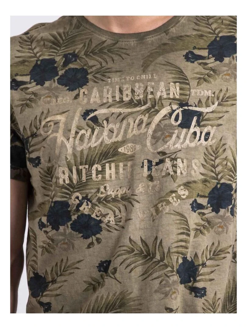 T shirt col rond NOPYOU   Kaki