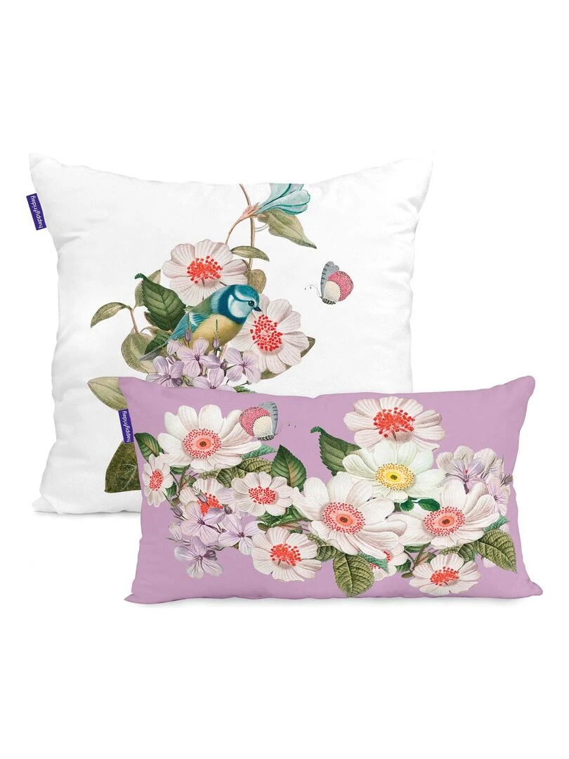 Housse de coussin Garden party "Happyfriday" Blanc
