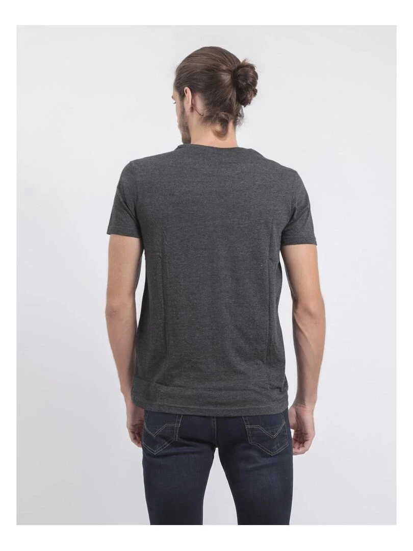 T shirt col rond pur coton JOULTIX gris anthracite