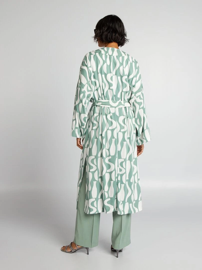 Kimono long   Vert/blanc