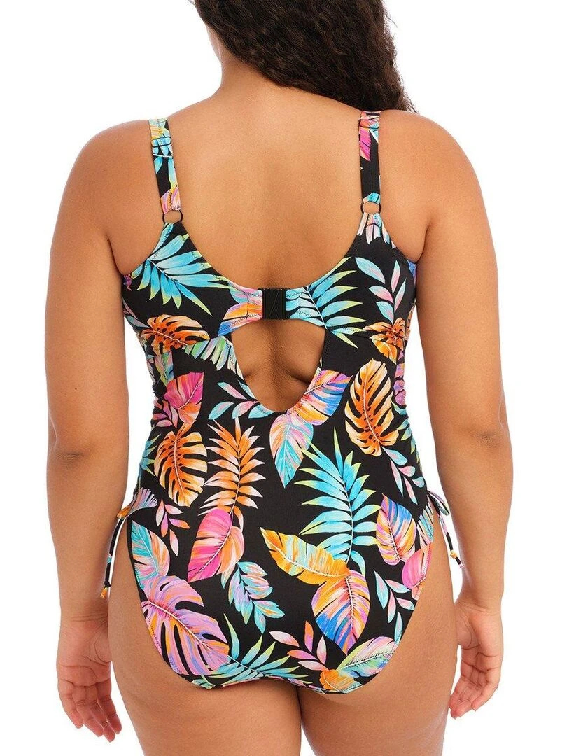 Maillot 1 pièce grande taille sans armatures Tropical Falls   Noir