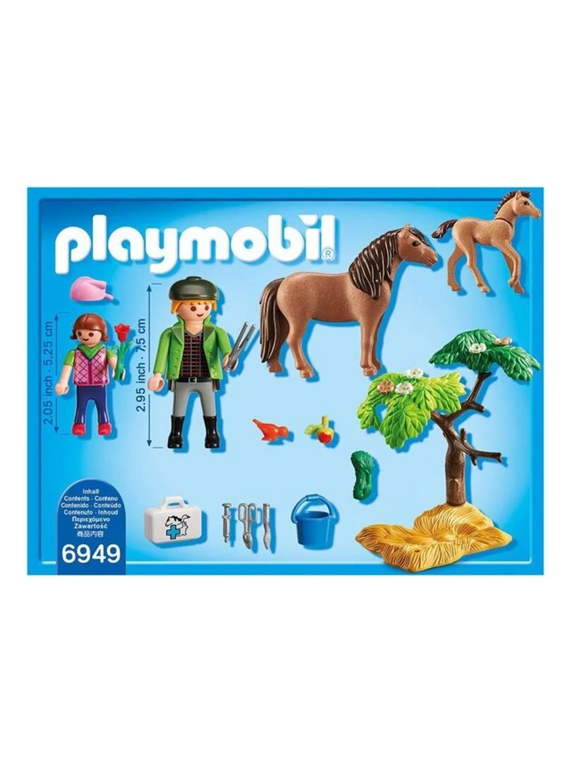 Vétérinaire avec enfant et poneys   N/A