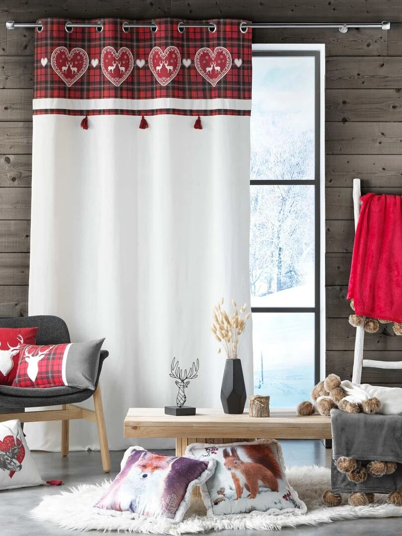 Coussin dehoussable 30 x 50 cm chambray Haidi cerf   Rouge