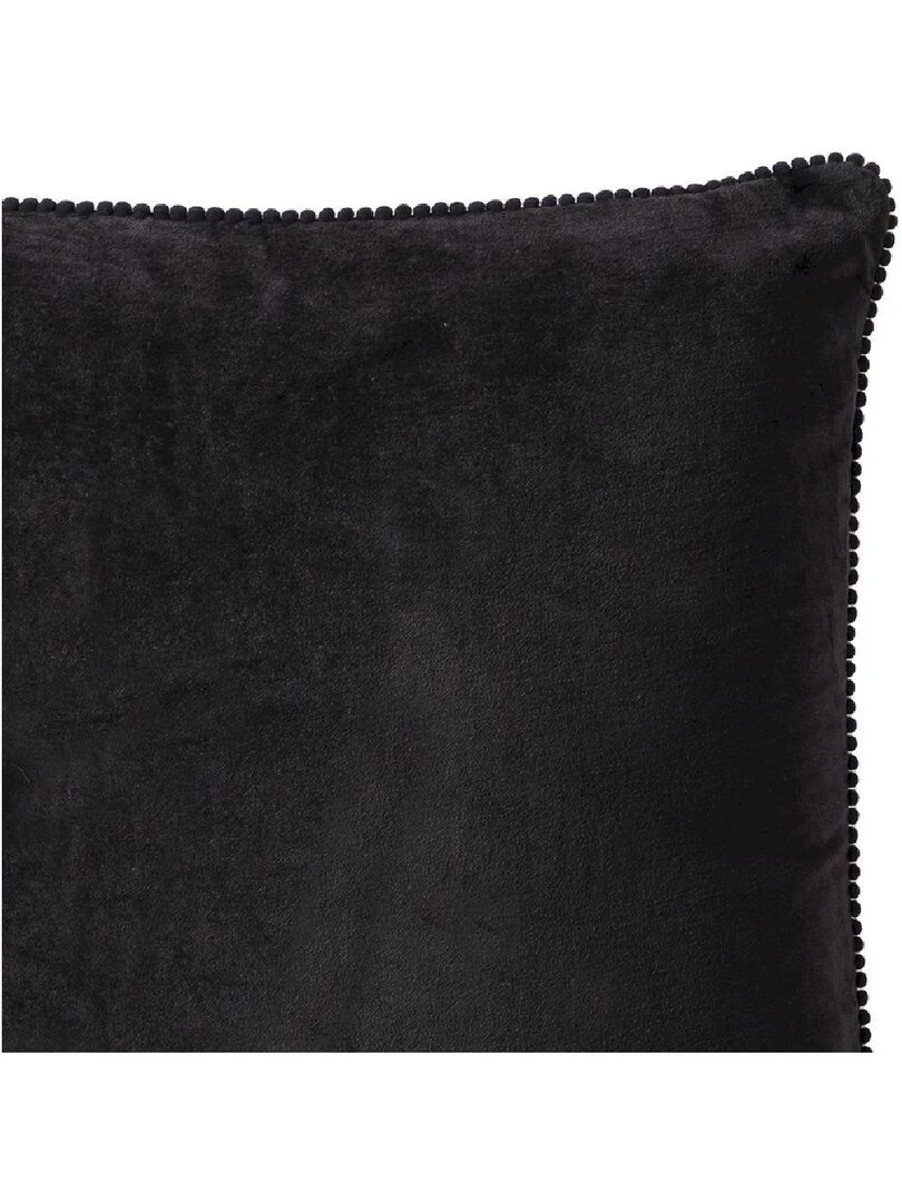 Coussin en velours avec contour perlé 'Deko&co' Noir