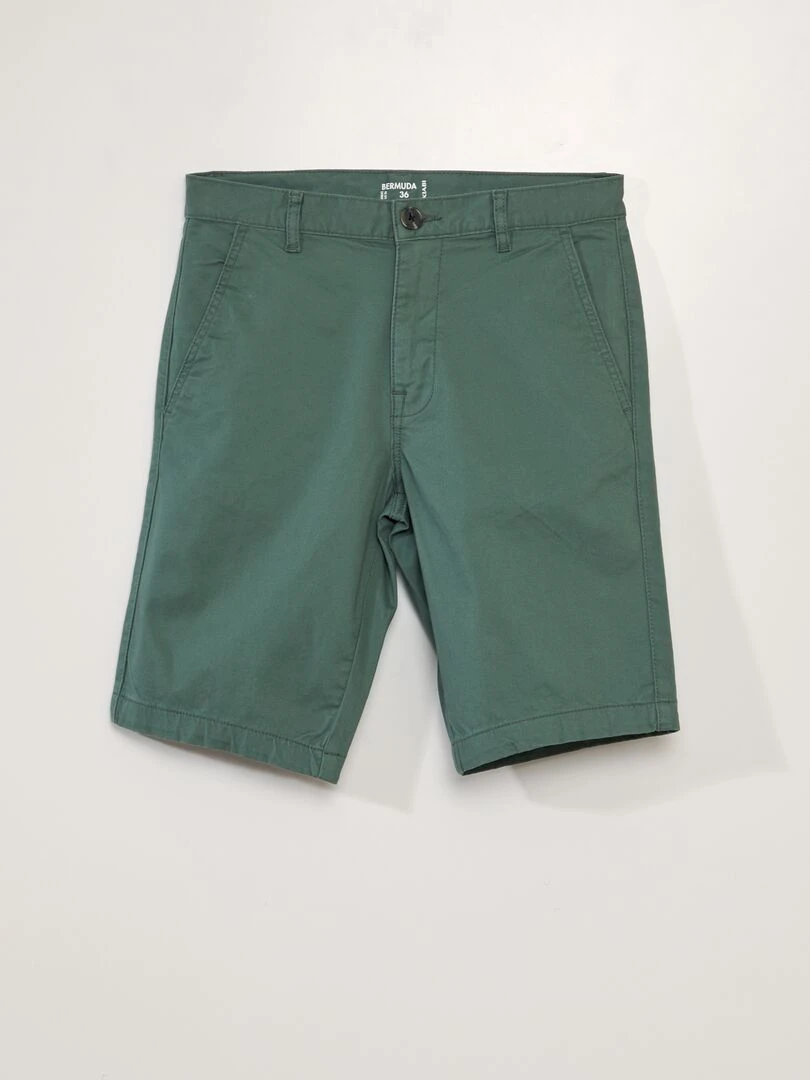 Bermuda chino uni Vert