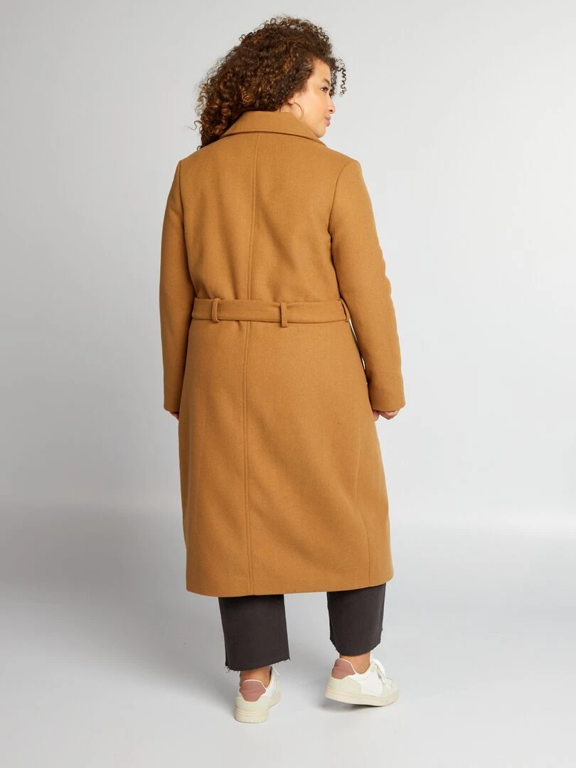 Manteau long avec ceinture à nouer   Camel