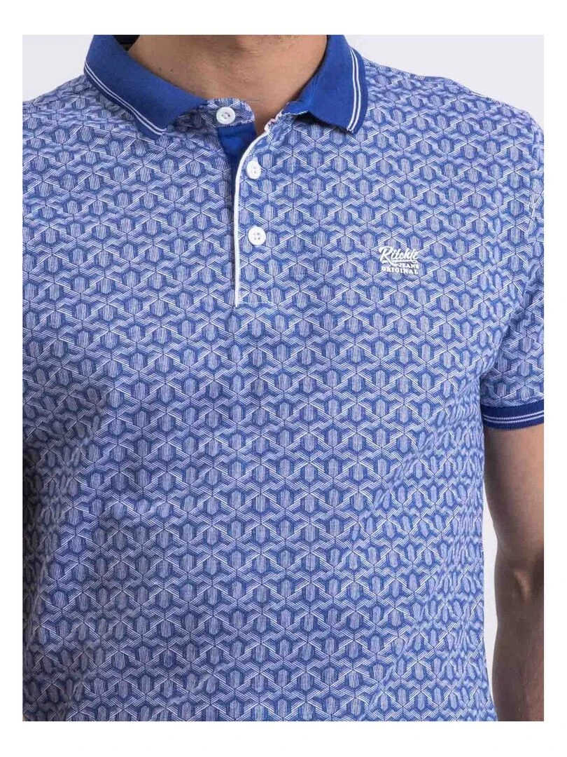 Polo manches courtes motifs PARIBAL   Bleu