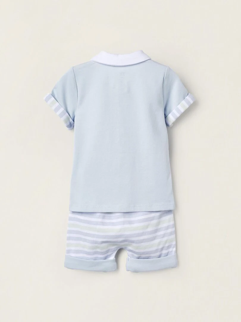 T Shirt + Short en Coton pour Nouveau Né EARLY BLOOM Bleu clair