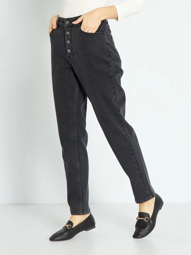 Jean mom à taille très haute L28 Noir