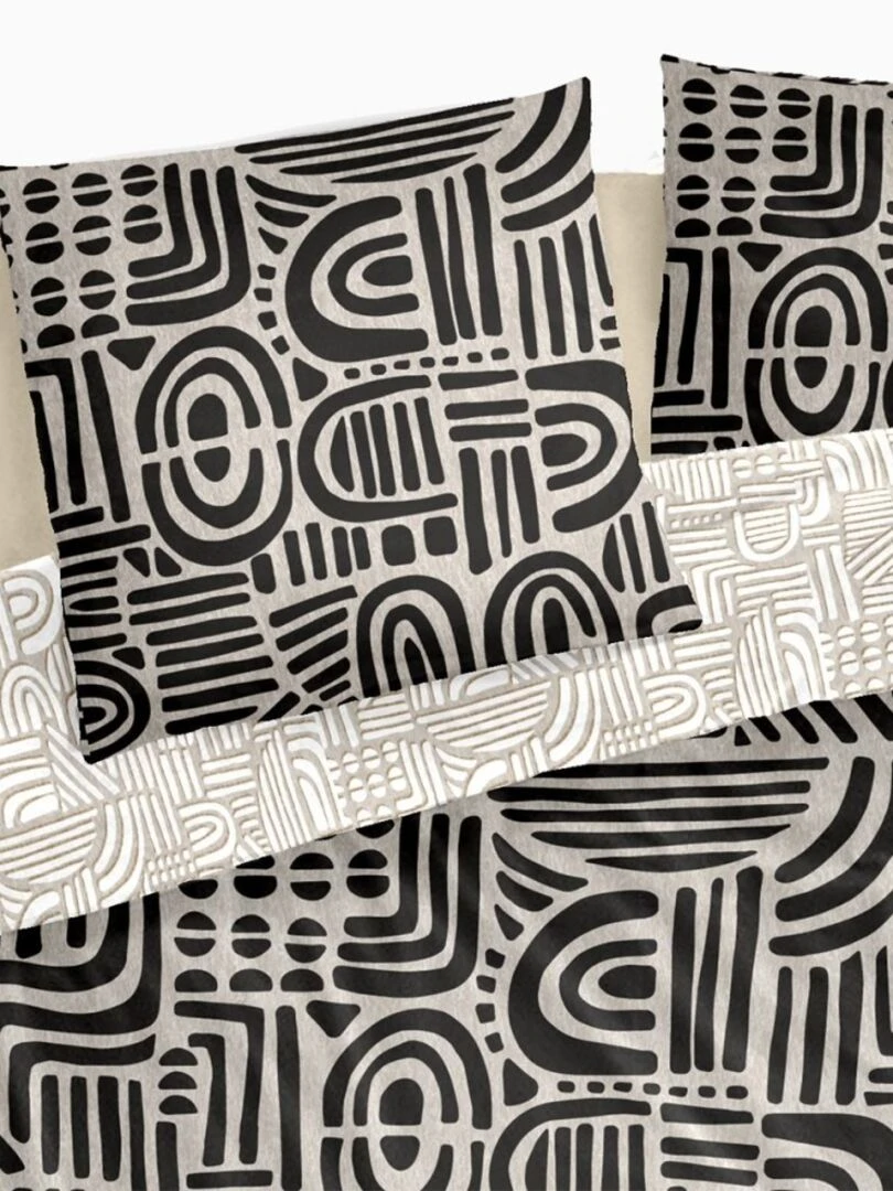 Housse de couette Tipu + taie(s) 100% coton 57 fils Noir