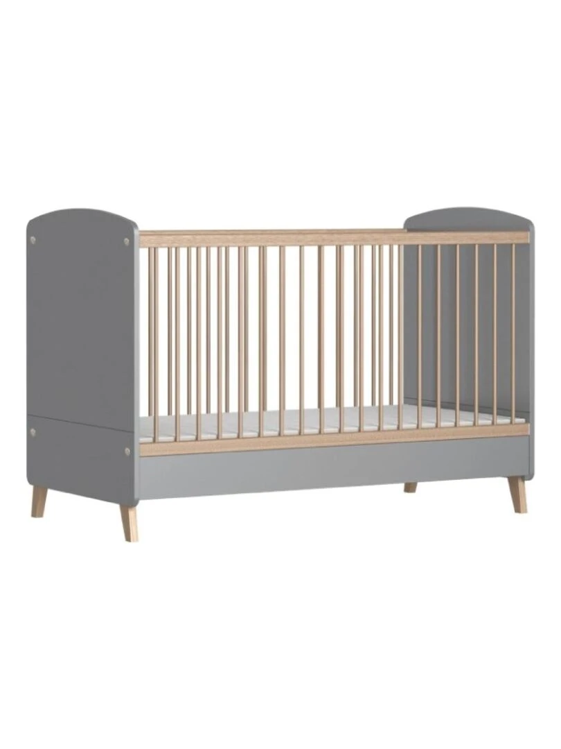 Pack lit bébé évolutif avec matelas Kombu AKITEN RETAIL Gris Marron